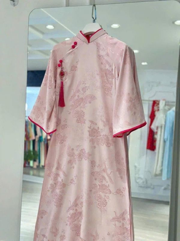 ÁO DÀI HỒNG DÁNG SUÔNG 