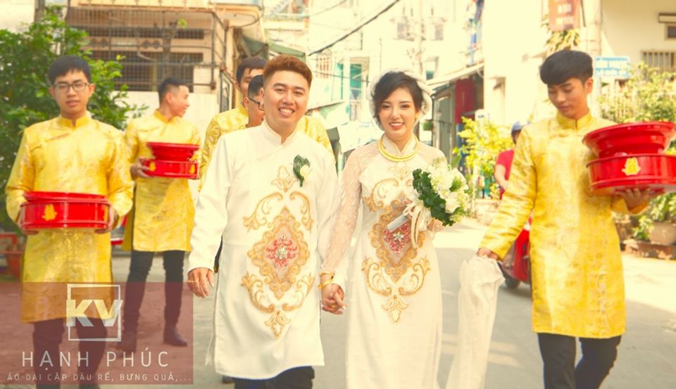 ÁO DÀI CẶP TRẮNG ĐÍNH ĐÁ