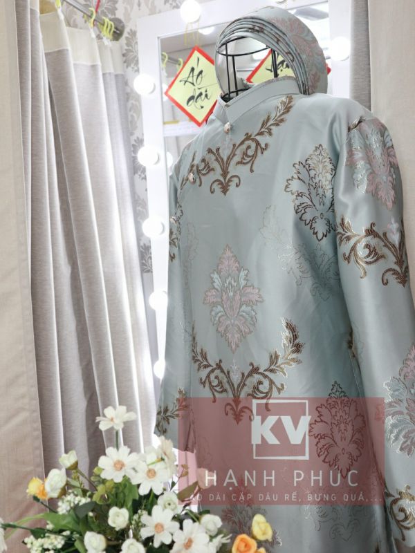 ÁO DÀI RỂ XANH GẤM