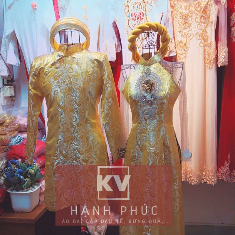 ÁO DÀI NAM NỮ VÀNG ĐỒNG 